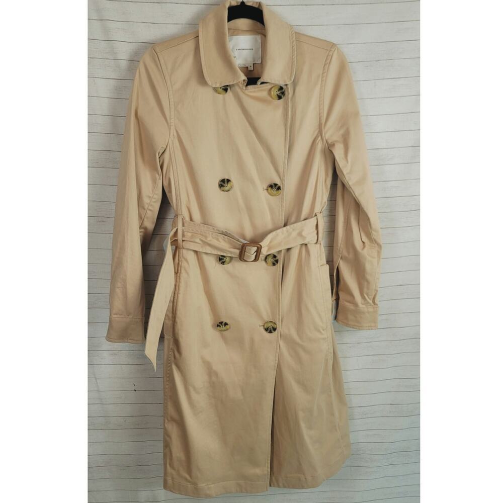 Anthropologie Gingham-Lined Trench Coat, Sz Xs